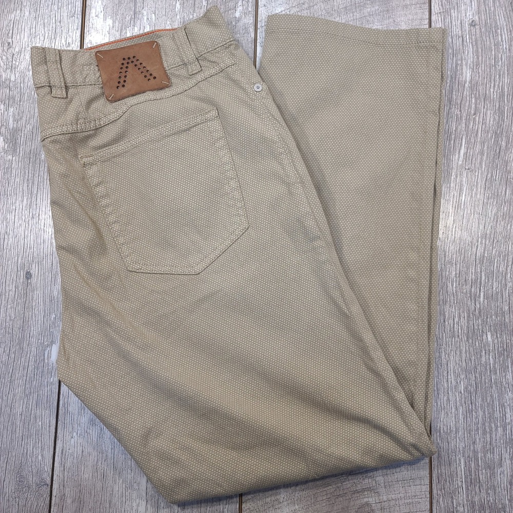 Alberto Pipe Pants Men Size 38x30 Tan Regular Slim Fit Superfit Print